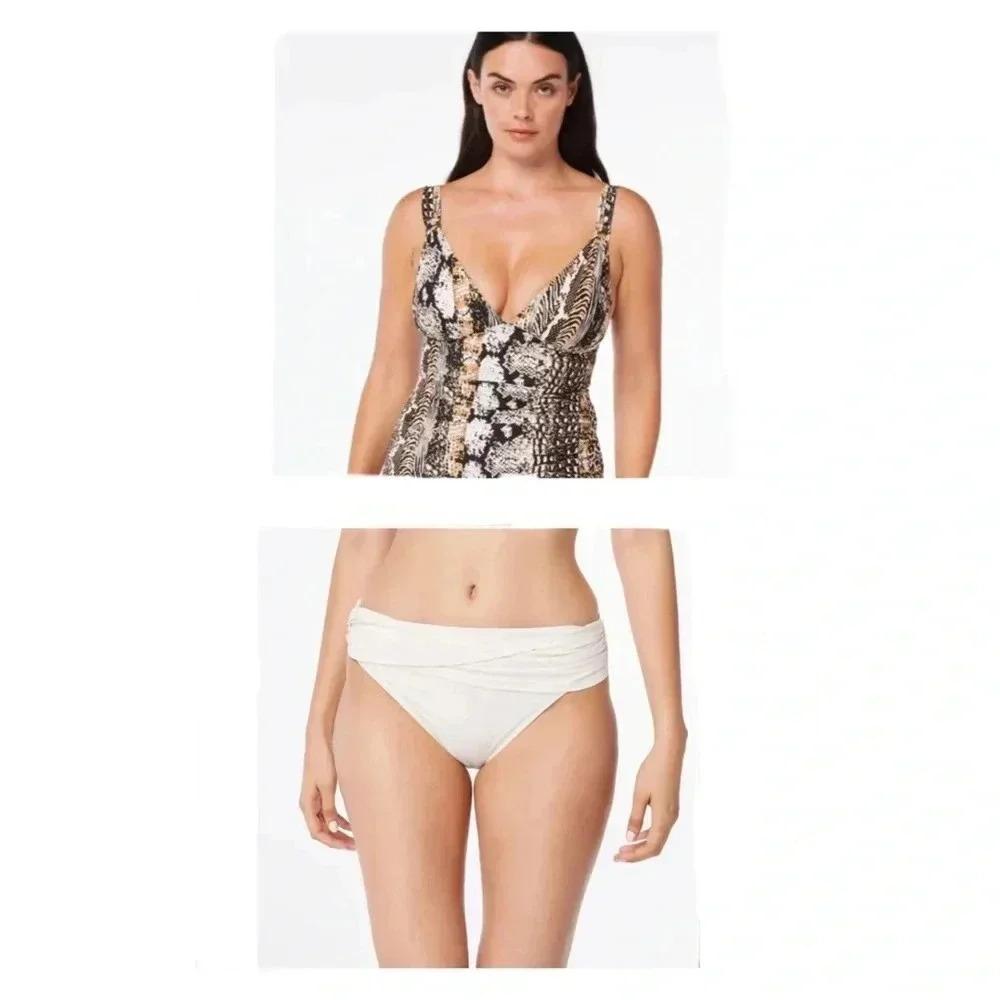 Bleu Rod Beattie All Over Animal Print Tankini Size 10 Bottom Size 8
